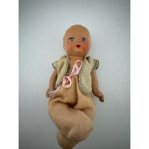 Vintage Baby Doll Beige‎ Body Blue Eyes 6.5 Inches Collectible Toy
